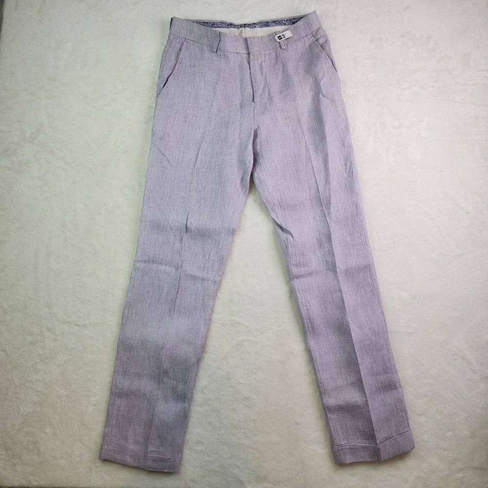 Baird McNutt Murano Alex Fit 100% Linen Pants Mens 30x32 Lavender Purple Trouser